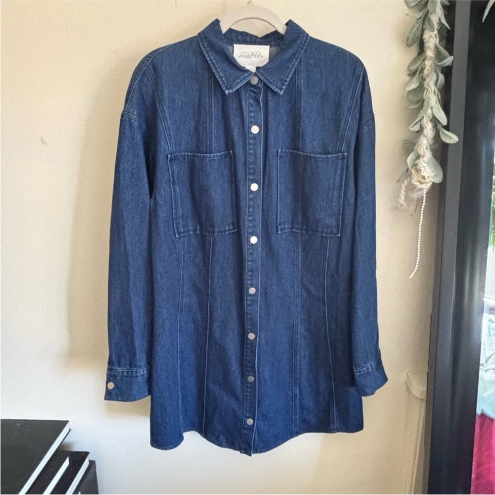Denim button long sleeve mini dress